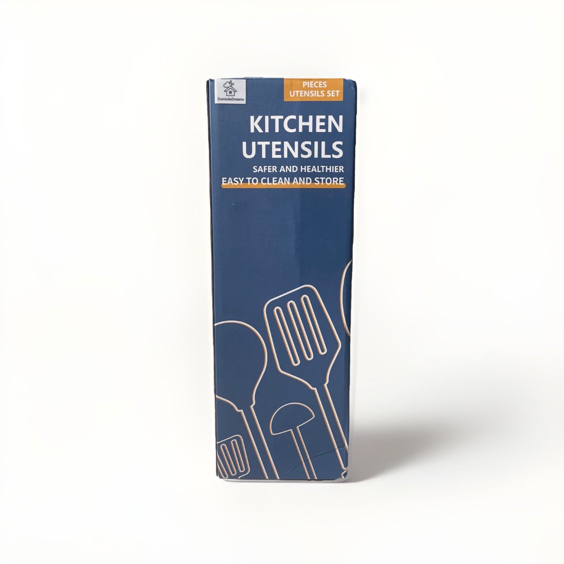 DomicileDreams 43-Piece Silicone Kitchen Utensil Set with wooden Handles, Black, Non-Stick Heat Resistant