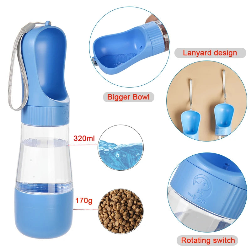 2 In 1 Dog Water Bottle With Food Container
