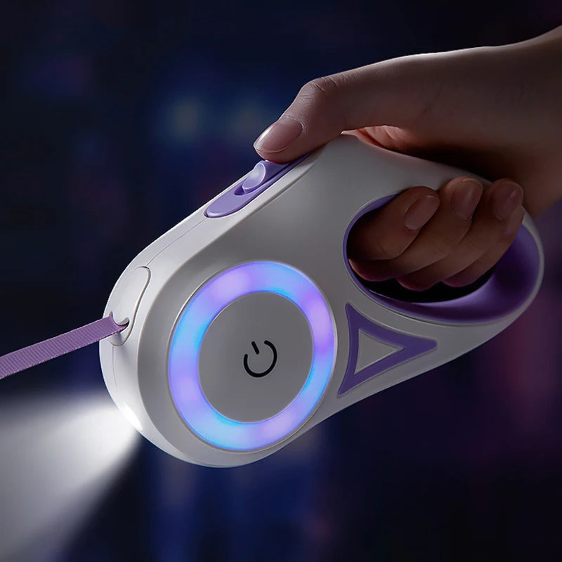 LED Retractable Leash with light for Puppies Small Medium 2 dogs Cats Pet Harness straps collar Accessories 3m 5m Roulette